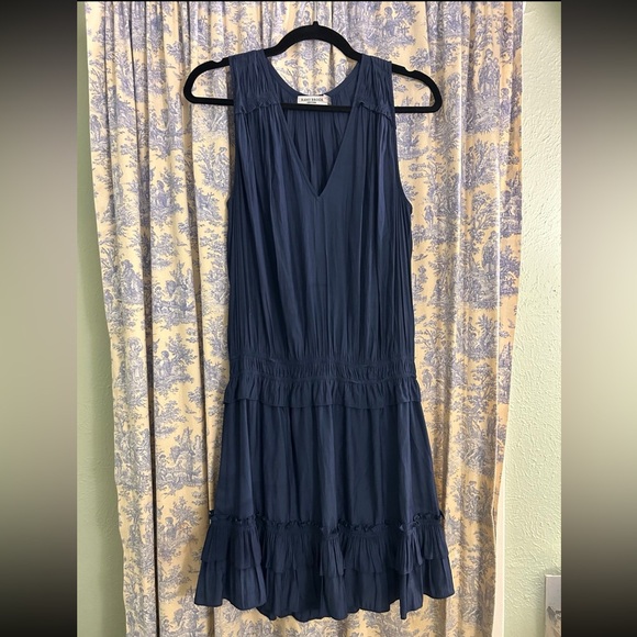 Ramy Brook Navy Blue Kiara Sleeveless V-Neck Ruffle Women's Mini Dress - Picture 3 of 5